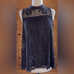 Antoinette Lacy Sleeveless Blouse M dark purple/slate